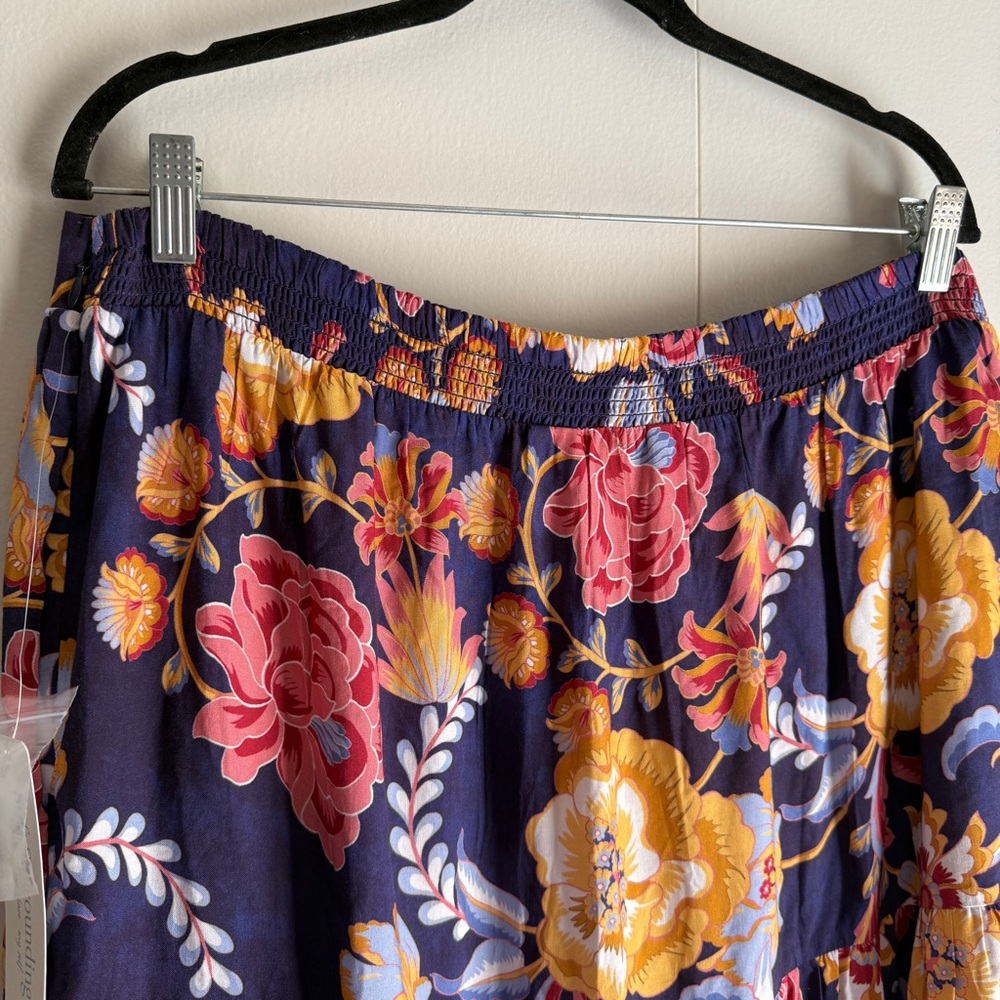 Soft Surroundings New Kara Skirt Blue Akrotiri Flowers Maxi Women’s Size Large - Picture 10 of 13